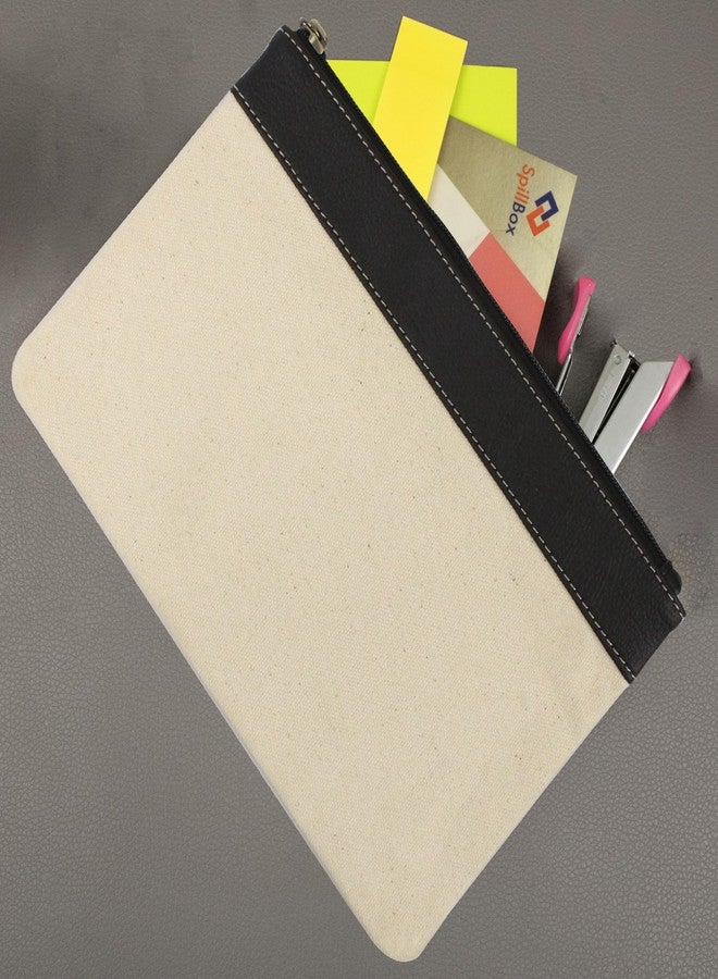 Spillbox حقيبة قماشية متعددة الاستخدامات | أدوات مكتبية | مقلمة | مستحضرات تجميل | سفر | أدوات زينة | محفظة نقود | مجوهرات | حقيبة متعددة الأغراض | حقيبة تنظيم | هدية عيد ميلاد للأطفال - حقيبة قماشية بحواف خارجية (أسود) - Image 2